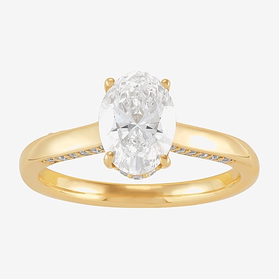 (H-I / Si1-Si2) Womens 1 3/4 CT. T.W. Lab Grown White Diamond 10K Gold Oval Solitaire Engagement Ring