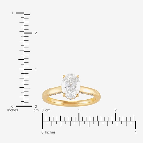 (H-I / Si1-Si2) Womens 1 3/4 CT. T.W. Lab Grown White Diamond 10K Gold Oval Solitaire Engagement Ring