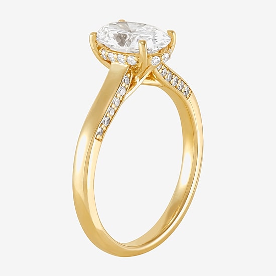 (H-I / Si1-Si2) Womens 1 3/4 CT. T.W. Lab Grown White Diamond 10K Gold Oval Solitaire Engagement Ring