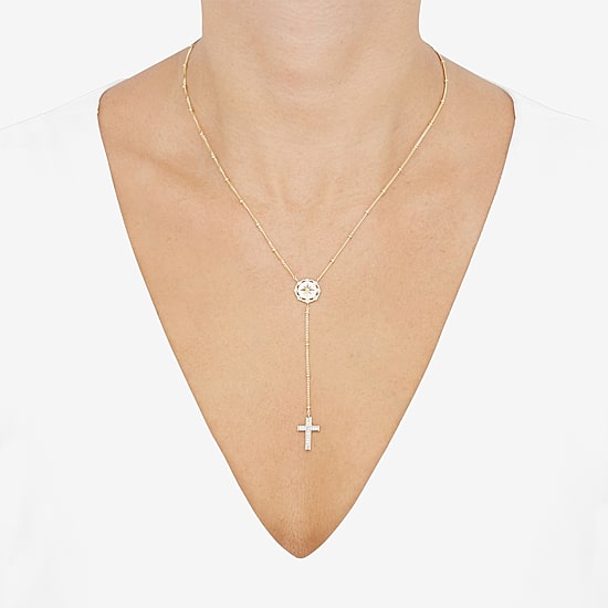 (Si1-Si2/ H-I) Womens White Diamond 14K Gold Over Silver 18 Inch Y Necklace