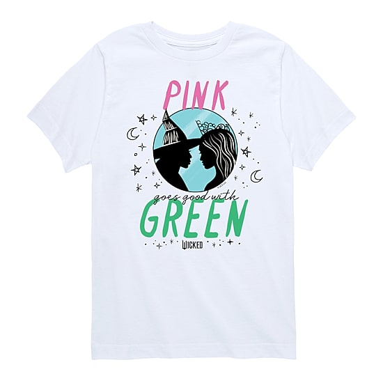 Pink Green Big Kid Girls Crew Neck Short Sleeve Wicked T-Shirt