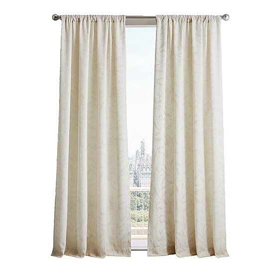 Martha Stewart Metallic Leaves Rod Pocket Light-Filtering Set of 2 Curtain Panel