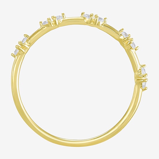 Gold Addiction Womens Cubic Zirconia 10K Gold Round Band