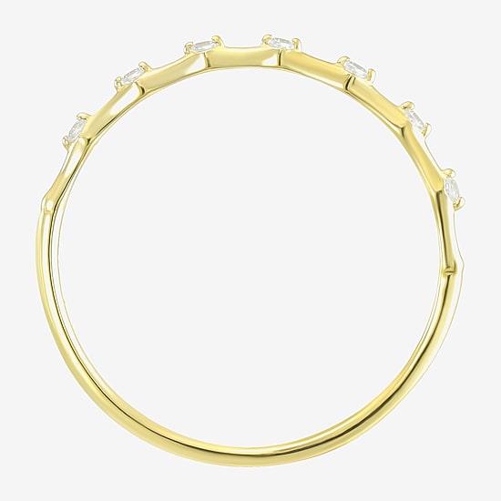 Gold Addiction Womens White Cubic Zirconia 10K Gold Stackable Ring