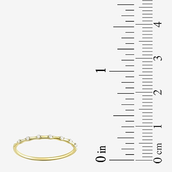 Gold Addiction Womens White Cubic Zirconia 10K Gold Stackable Ring