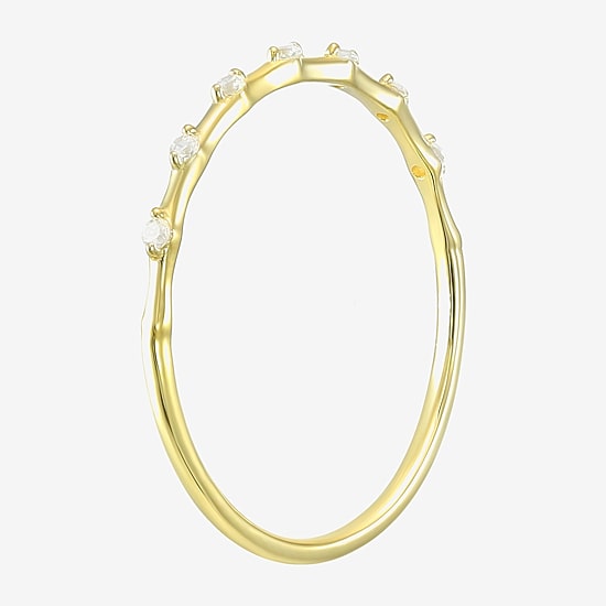 Gold Addiction Womens White Cubic Zirconia 10K Gold Stackable Ring