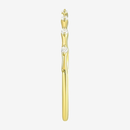 Gold Addiction Womens White Cubic Zirconia 10K Gold Stackable Ring