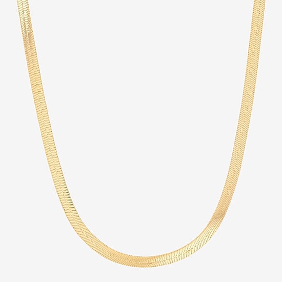 Bonded Brilliance Womens 14K Gold Bonded With Sterling Silver 20 Inch Herringbone Chain Necklace