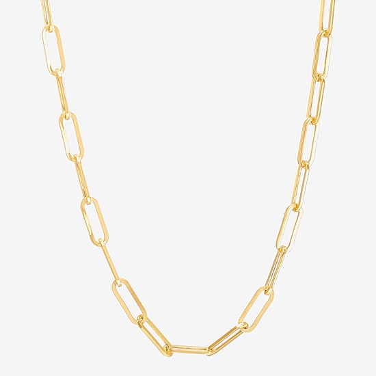 Bonded Brilliance Womens 14K Gold Bonded With Sterling Silver 20 Inch Link Chain Necklace