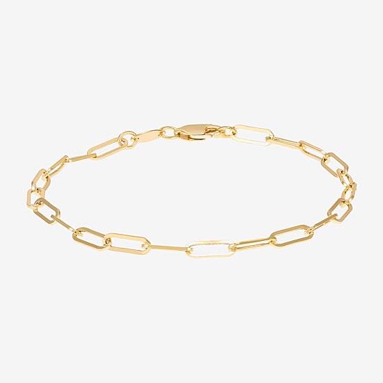 Bonded Brilliance Womens 14K Gold Bonded With Sterling Silver 7.5 Inch Hollow Link Chain Bracelet