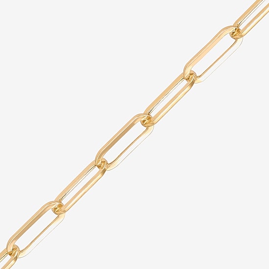 Bonded Brilliance Womens 14K Gold Bonded With Sterling Silver 7.5 Inch Hollow Link Chain Bracelet