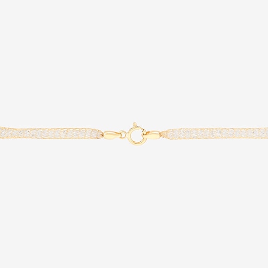 Made in Italy Womens 10K Gold 7.5 Inch Solid Mesh Chain Bracelet