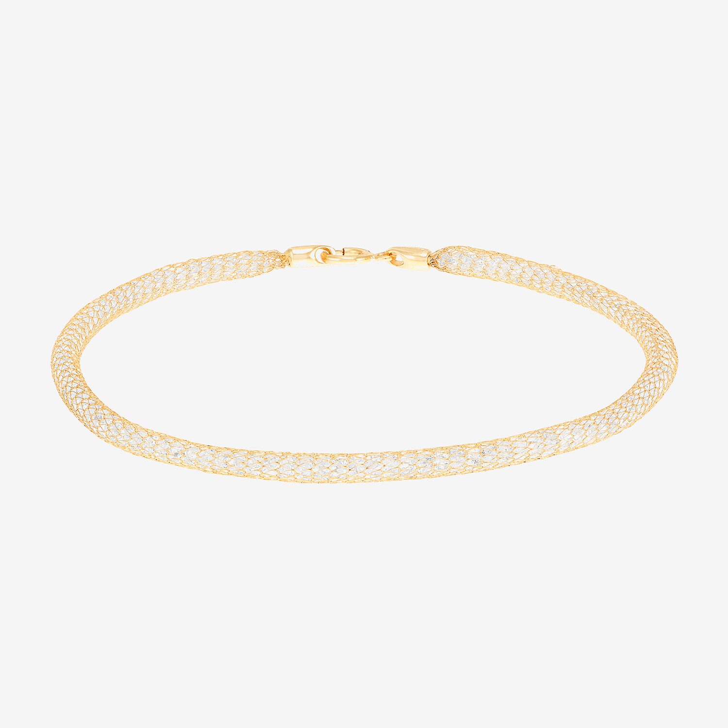 Made in Italy Womens 10K Gold 7.5 Inch Solid Mesh Chain Bracelet