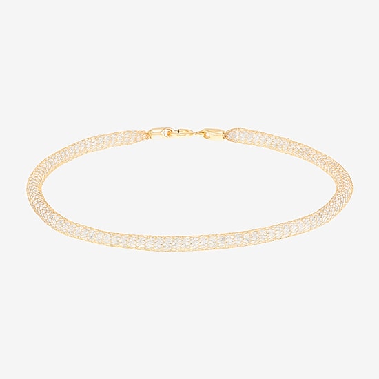 Made in Italy Womens 10K Gold 7.5 Inch Solid Mesh Chain Bracelet