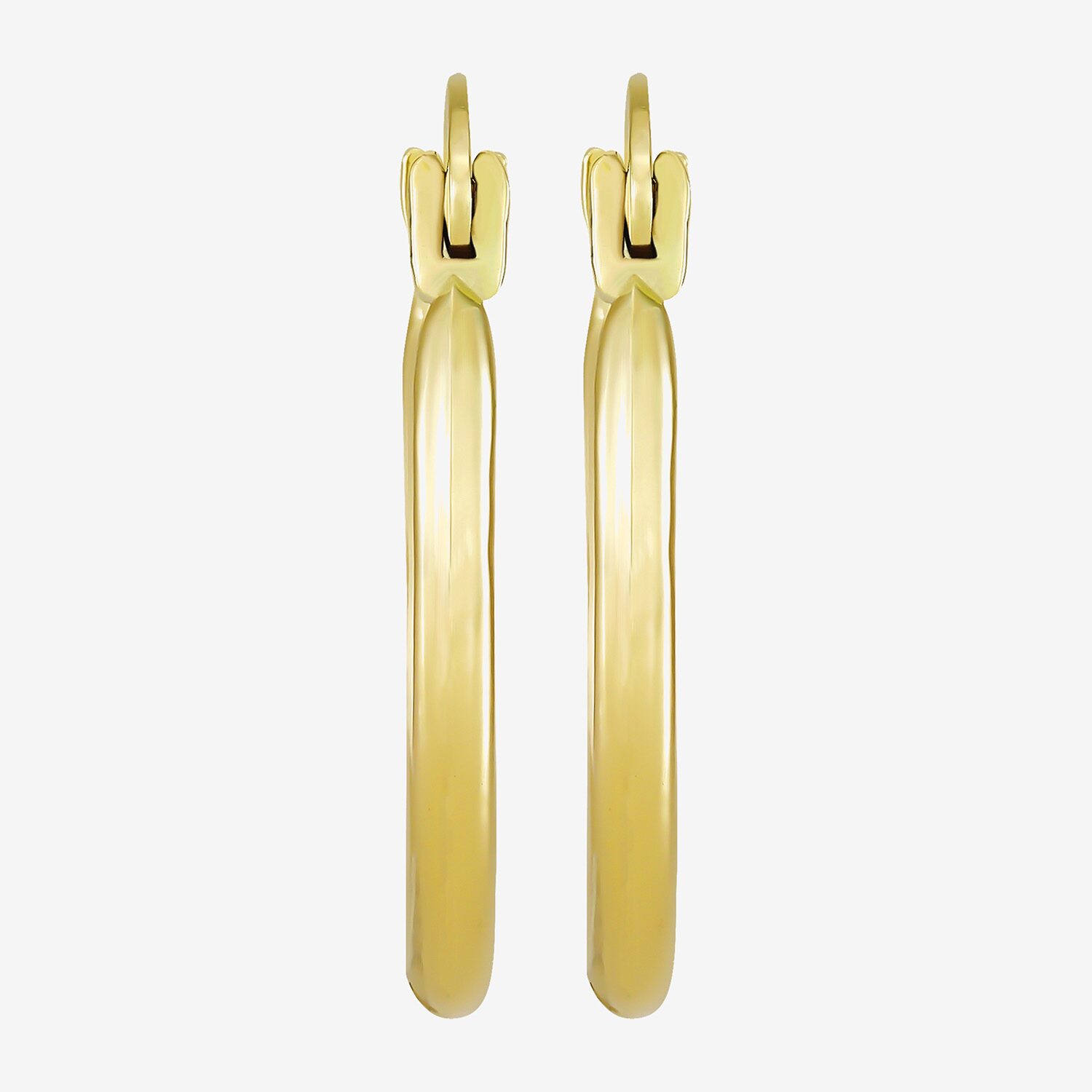 Womens 10K Gold 15mm Round Hoop Earrings