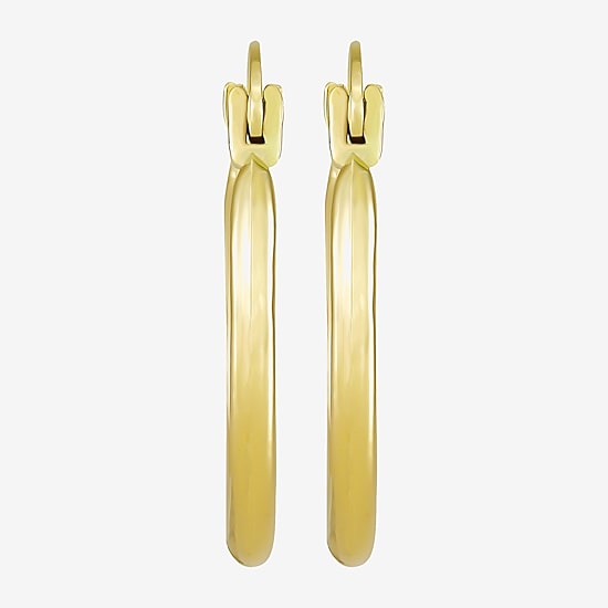 Womens 10K Gold 15mm Round Hoop Earrings