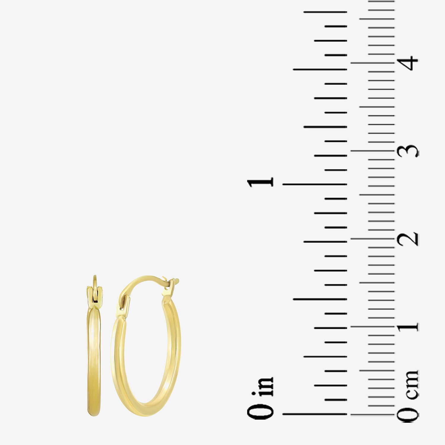 Womens 10K Gold 15mm Round Hoop Earrings