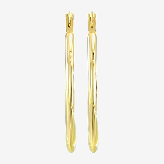 Womens 14K Gold 19mm Oval Hoop Earrings