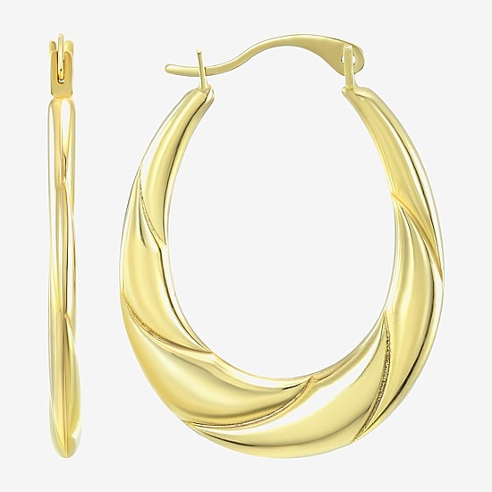 Womens 14K Gold 19mm Oval Hoop Earrings