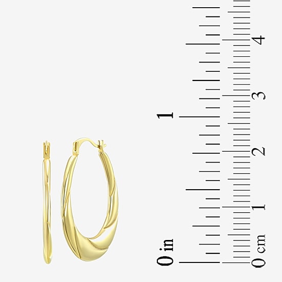 Womens 14K Gold 19mm Oval Hoop Earrings
