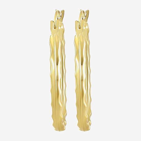 Womens 14K Gold 18mm Oval Hoop Earrings