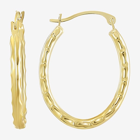 Womens 14K Gold 18mm Oval Hoop Earrings