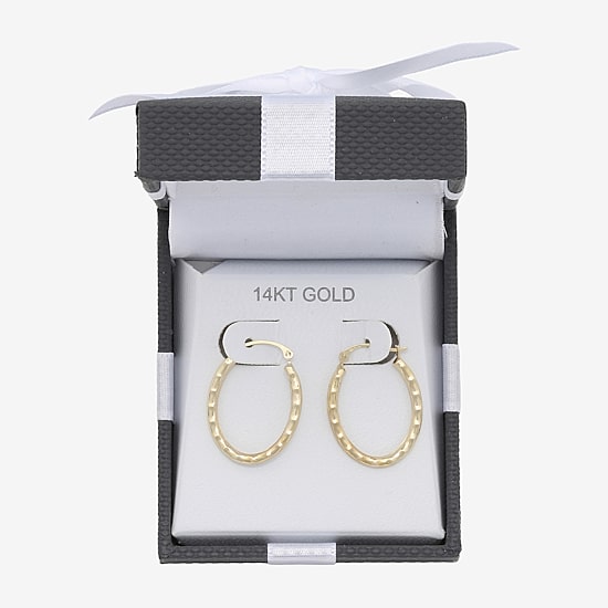 Womens 14K Gold 18mm Oval Hoop Earrings