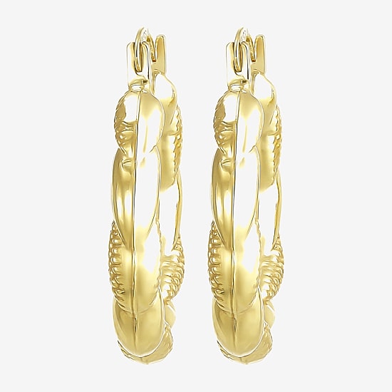 Womens 14K Gold 18mm Round Hoop Earrings