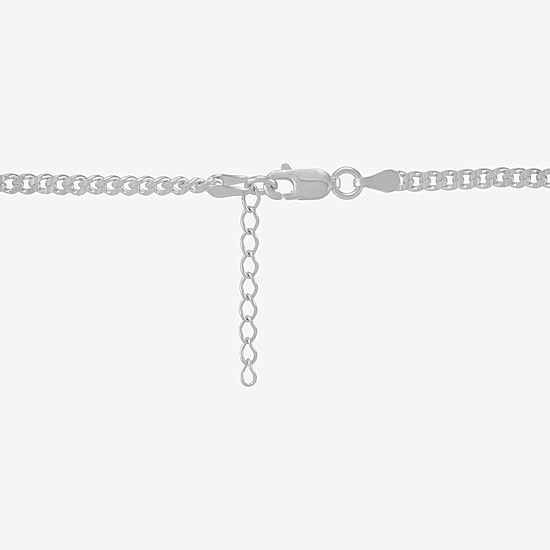 Womens Sterling Silver 10 Inch Solid Curb Ankle Bracelet