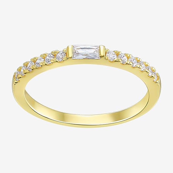 Silver Addiction Womens White Cubic Zirconia 14K Gold Over Silver Ring Set