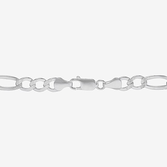 Womens Sterling Silver 8 1/2 Inch Solid Figaro Chain Bracelet