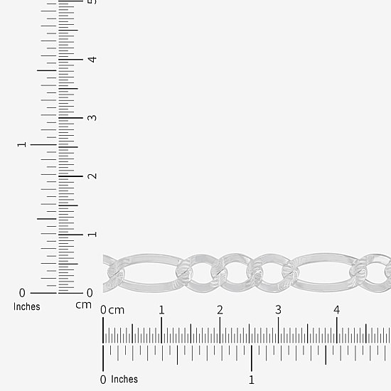 Womens Sterling Silver 8 1/2 Inch Solid Figaro Chain Bracelet