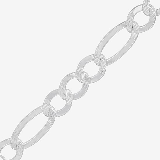 Womens Sterling Silver 8 1/2 Inch Solid Figaro Chain Bracelet