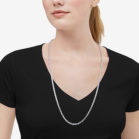 Made in Italy Mens Sterling Silver 30 Inch Rope Chain Necklace