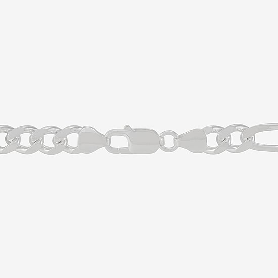 Made in Italy Mens Sterling Silver 8 1/2 Inch Solid Figaro Chain Bracelet