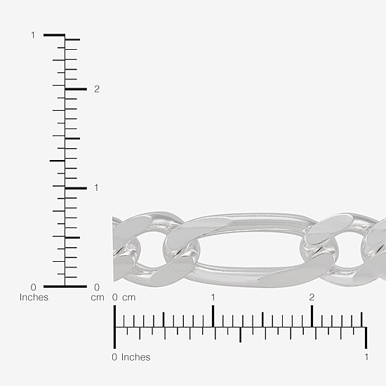 Made in Italy Mens Sterling Silver 8 1/2 Inch Solid Figaro Chain Bracelet