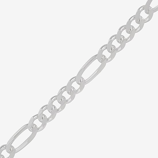 Made in Italy Mens Sterling Silver 8 1/2 Inch Solid Figaro Chain Bracelet