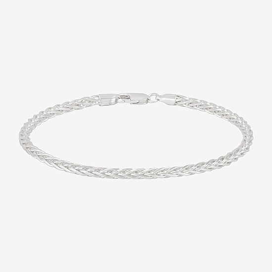 Made in Italy Mens Sterling Silver 8 1/2 Inch Solid Wheat Chain Bracelet