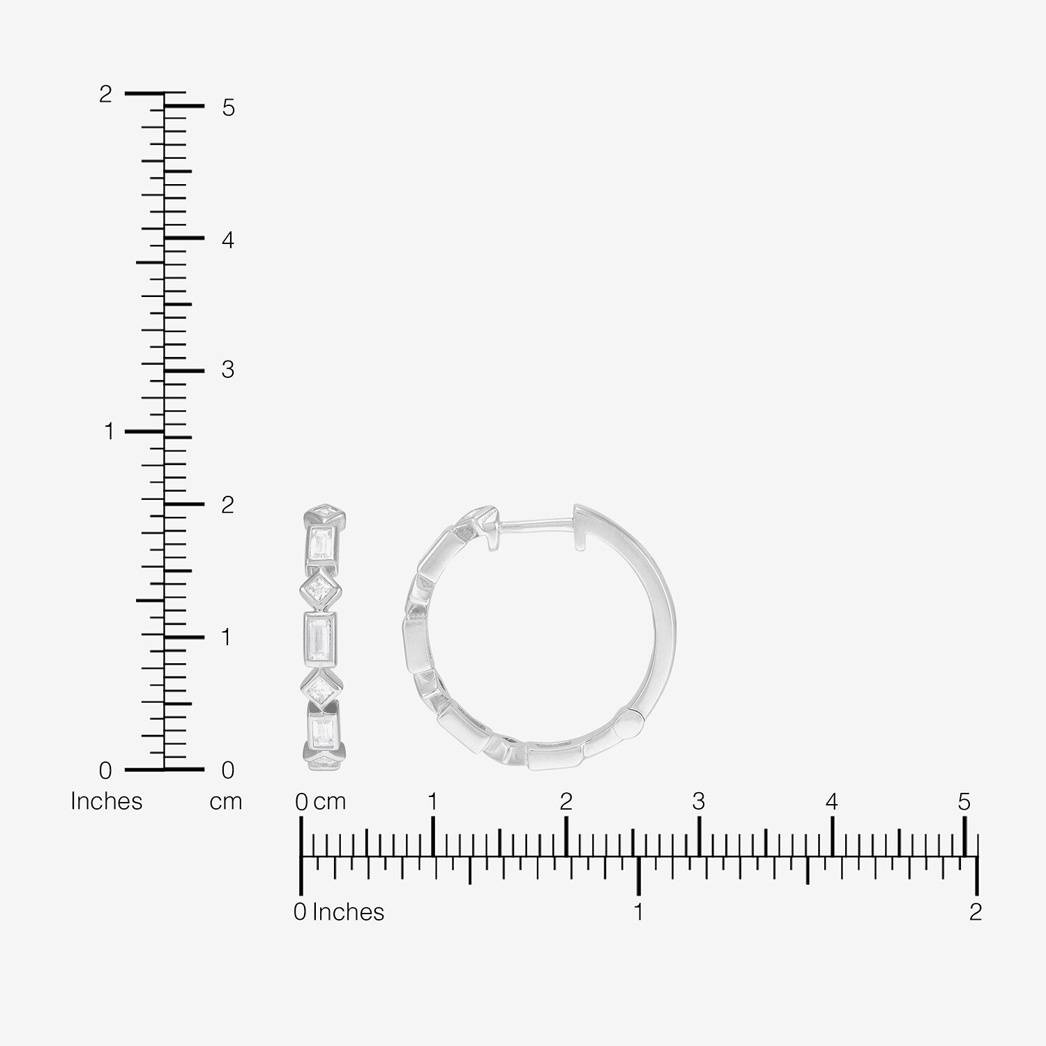 Diamonart Womens Lab Created White Cubic Zirconia Sterling Silver 19.8mm Hoop Earrings
