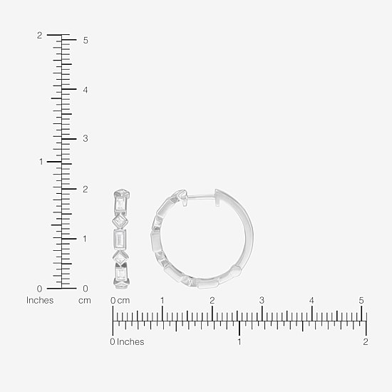 Diamonart Womens Lab Created White Cubic Zirconia Sterling Silver 19.8mm Hoop Earrings