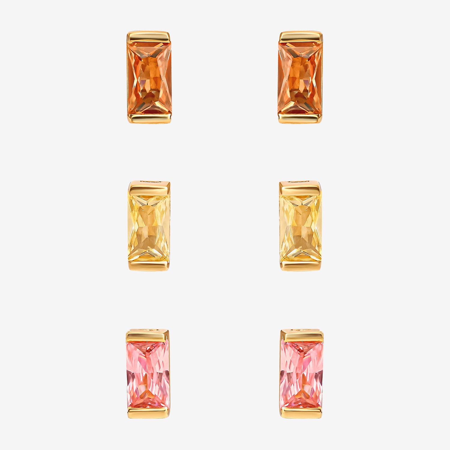 Limited Quantities! Womens Multi Color Cubic Zirconia Sterling Silver 3 Pair Earring Set