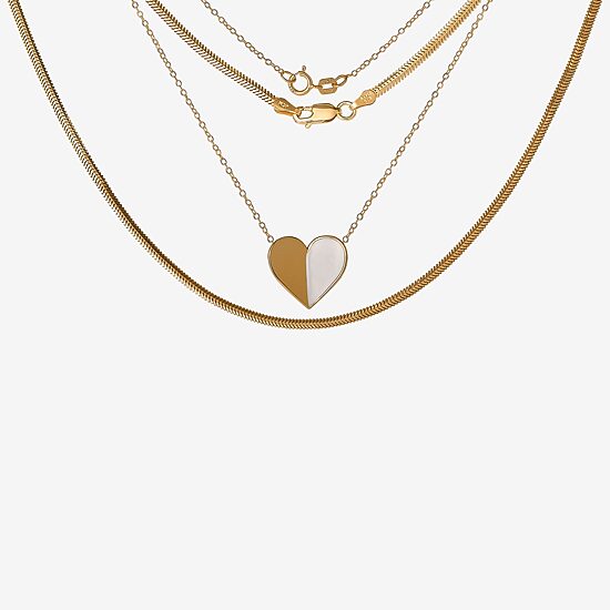 Limited Quantities! Womens 14K Gold Over Silver Heart 2-pc. Necklace Set