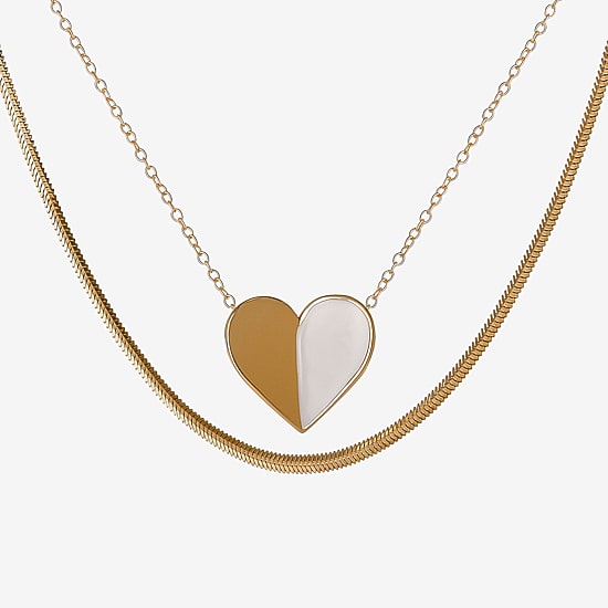 Limited Quantities! Womens 14K Gold Over Silver Heart 2-pc. Necklace Set