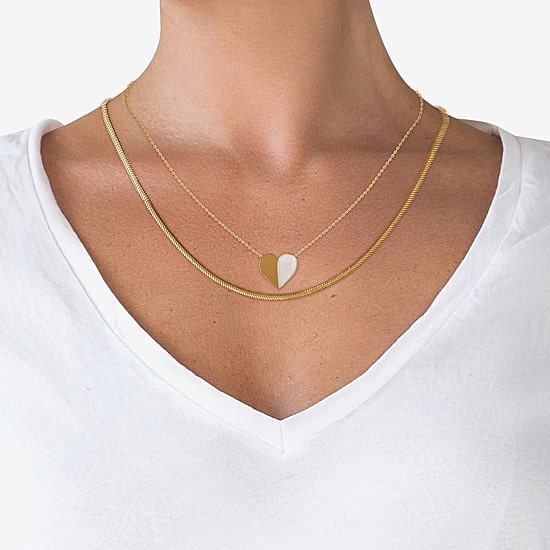 Limited Quantities! Womens 14K Gold Over Silver Heart 2-pc. Necklace Set