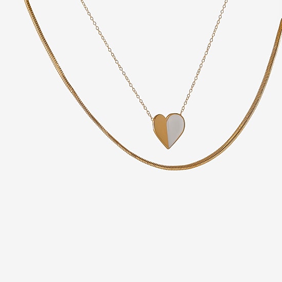 Limited Quantities! Womens 14K Gold Over Silver Heart 2-pc. Necklace Set