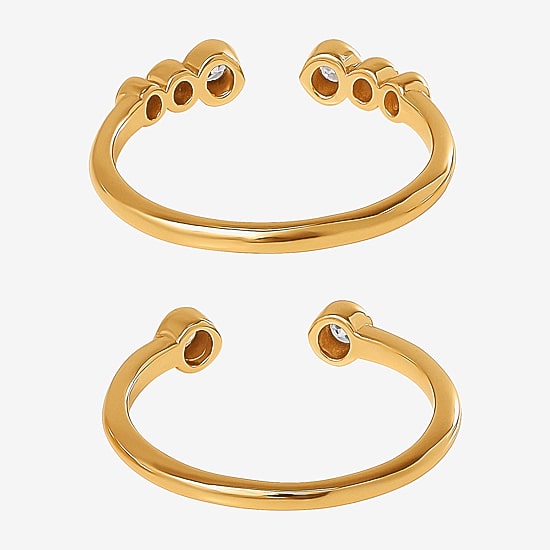 Limited Quantities! Womens White Cubic Zirconia 14K Gold Over Silver Bypass  Ring Set