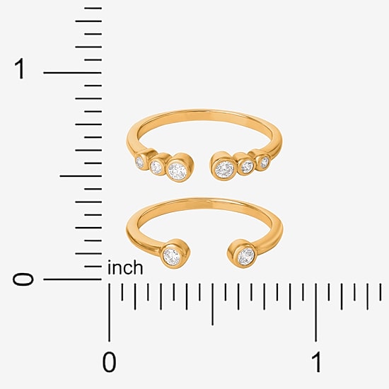 Limited Quantities! Womens White Cubic Zirconia 14K Gold Over Silver Bypass  Ring Set