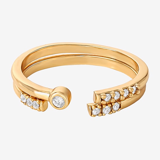 Limited Quantities! Womens White Cubic Zirconia 14K Gold Over Silver Ring Set