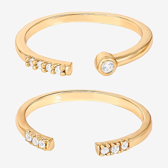 Limited Quantities! Womens White Cubic Zirconia 14K Gold Over Silver Ring Set