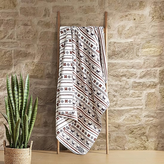 Eddie Bauer Deer Snowflake Washable Throw